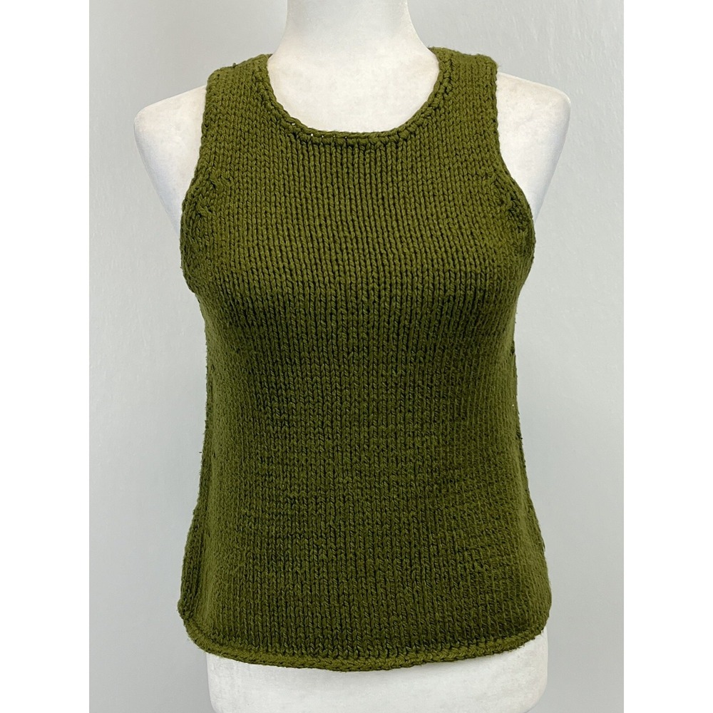 Michael Kors Bergdorf Goodman Sleeveless Chunky Sweater Sz Small Womens Olive